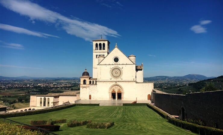 assisi, view, panorama, Bazilika svatého Františka z Assisi